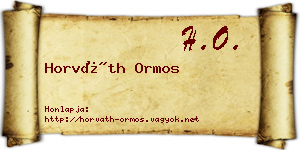 Horváth Ormos névjegykártya
